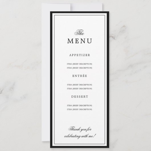 Elegant 70th Birthday Party Program + Menu  Kaart (Achterkant)