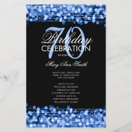 Elegant 70th Birthday Party Program Navy Menu