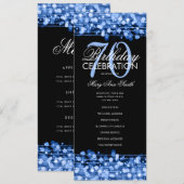 Elegant 70th Birthday Party Program Navy Menu (Voorkant / Achterkant)