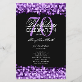 Elegant 70th Birthday Party Program Paars Menu