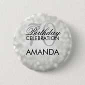 Elegant 70th Birthday Party Silver Glitter Lights Ronde Button 5,7 Cm (Voorkant)
