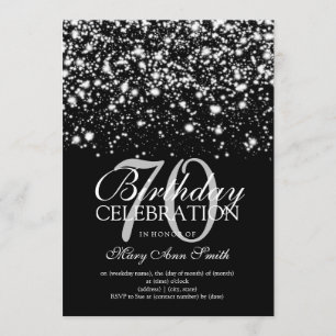 Elegant 70th Birthday Party Silver Midnight Glam Kaart