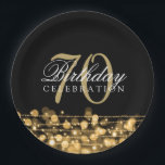 Elegant 70th Birthday Party Sparkles Gold Papieren Bordje<br><div class="desc">Elegant 70th Birthday Party Sparkles Gold design.</div>