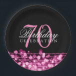Elegant 70th Birthday Party Sparkles Pink Papieren Bordje<br><div class="desc">Elegant 70th Birthday Party Sparkles Pink design.</div>