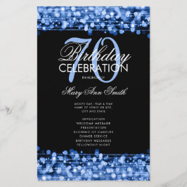 Elegant 70th Birthday Program Navy w/ Menu