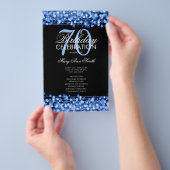 Elegant 70th Birthday Program Navy w/ Menu (Hand)