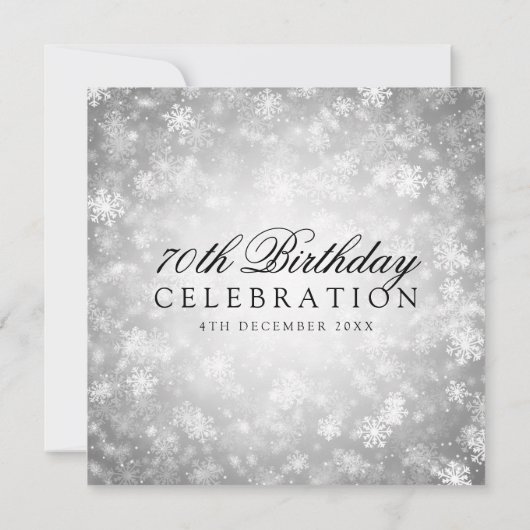 Elegant 70th Birthday Silver Winter Wonderland Kaart (Achterkant)