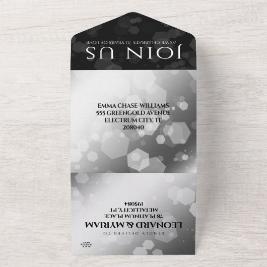 Elegant 70th Platinum Wedding Jubileum All In One Uitnodiging (Buitenkant)