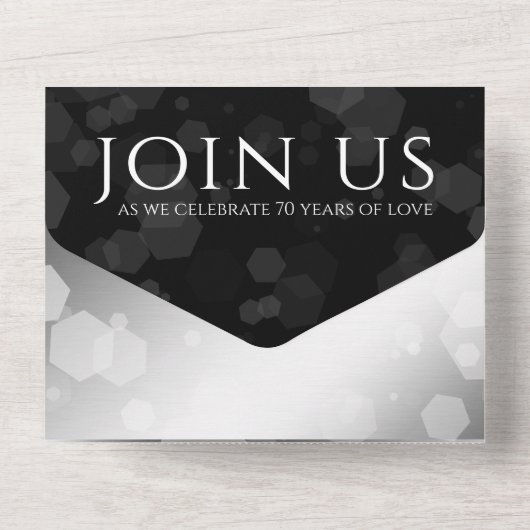 Elegant 70th Platinum Wedding Jubileum All In One Uitnodiging (Achterkant)