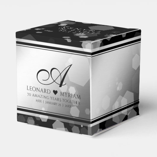 Elegant 70th Platinum Wedding Jubileum Bedankdoosjes (Achterkant)