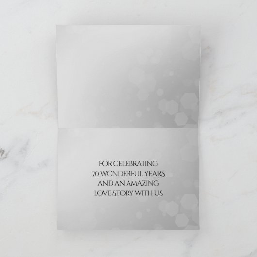 Elegant 70th Platinum Wedding Jubileum Bedankkaart (Binnen)