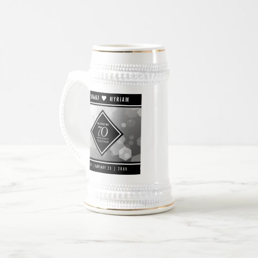 Elegant 70th Platinum Wedding Jubileum Bierpul (Voorkant links)