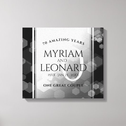 Elegant 70th Platinum Wedding Jubileum Canvas Afdruk (Voorkant)