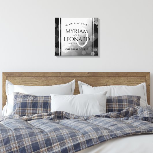Elegant 70th Platinum Wedding Jubileum Canvas Afdruk (Insitu (Slaapkamer))