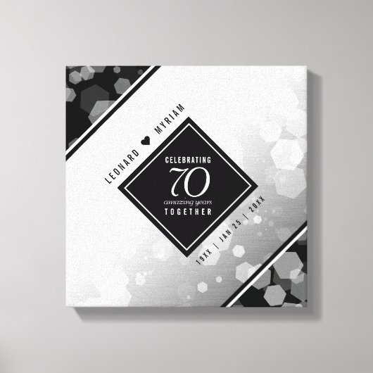 Elegant 70th Platinum Wedding Jubileum Canvas Afdruk (Voorkant)