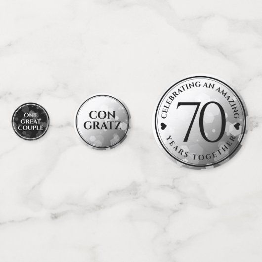 Elegant 70th Platinum Wedding Jubileum Confetti (Voorkanten)