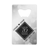Elegant 70th Platinum Wedding Jubileum Creditkaart Flessenopener (Achterkant)