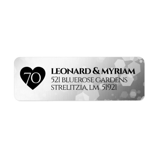 Elegant 70th Platinum Wedding Jubileum Etiket (Voorkant)