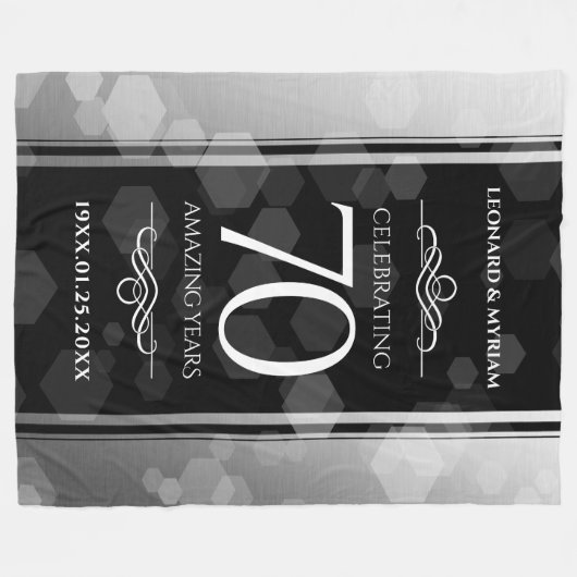 Elegant 70th Platinum Wedding Jubileum Fleece Deken (Voorkant (Horizontaal))