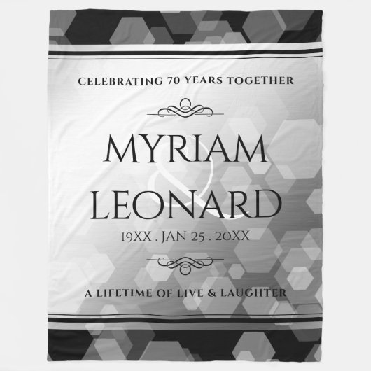 Elegant 70th Platinum Wedding Jubileum Fleece Deken (Voorkant)