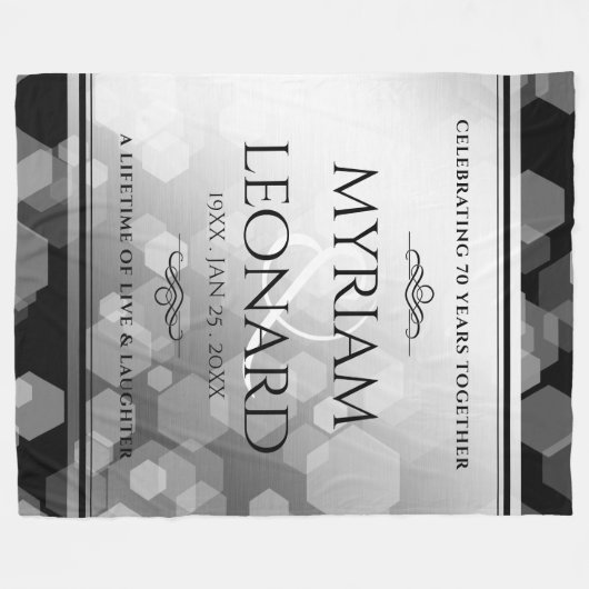 Elegant 70th Platinum Wedding Jubileum Fleece Deken (Voorkant (Horizontaal))