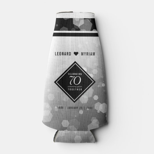 Elegant 70th Platinum Wedding Jubileum Flesjeskoeler (Voorkant)