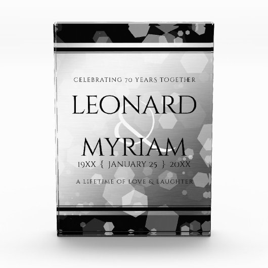 Elegant 70th Platinum Wedding Jubileum Fotoblokken (Voorkant)