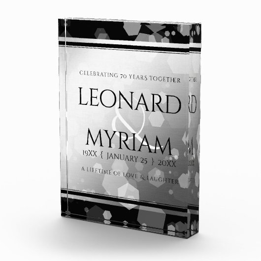 Elegant 70th Platinum Wedding Jubileum Fotoblokken (Rechts)