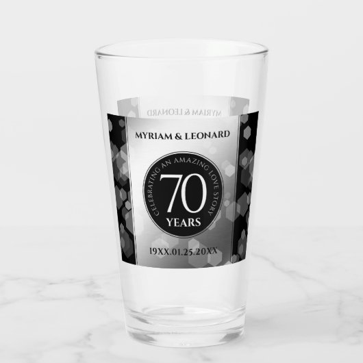 Elegant 70th Platinum Wedding Jubileum Glas (Achterkant)