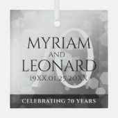 Elegant 70th Platinum Wedding Jubileum Glas Ornament (Voorkant)