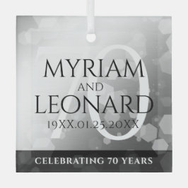 Elegant 70th Platinum Wedding Jubileum Glas Ornament