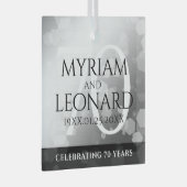 Elegant 70th Platinum Wedding Jubileum Glas Ornament (Voorkant Rechts)