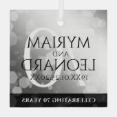 Elegant 70th Platinum Wedding Jubileum Glas Ornament (Achterkant)