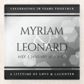 Elegant 70th Platinum Wedding Jubileum Glazen Onderzetter (Voorkant)