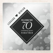 Elegant 70th Platinum Wedding Jubileum Glazen Onderzetter (Voorkant)