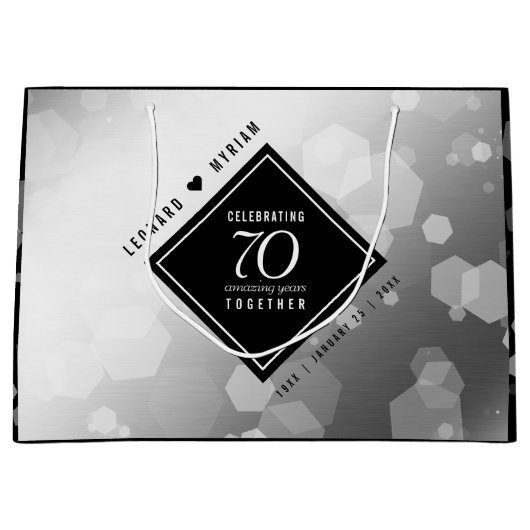 Elegant 70th Platinum Wedding Jubileum Groot Cadeauzakje (Voorkant)