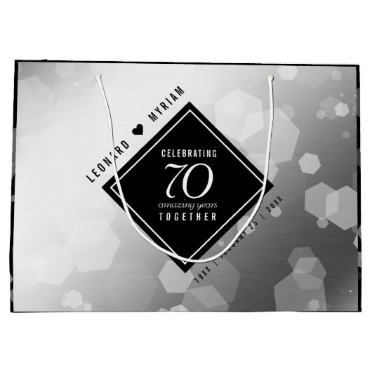 Elegant 70th Platinum Wedding Jubileum Groot Cadeauzakje (Achterkant)