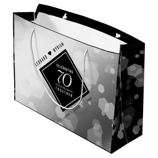 Elegant 70th Platinum Wedding Jubileum Groot Cadeauzakje (Achterkant Gekanteld)