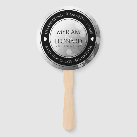 Elegant 70th Platinum Wedding Jubileum Handwaaier (Achterkant)