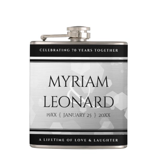 Elegant 70th Platinum Wedding Jubileum Heupfles (Voorkant)