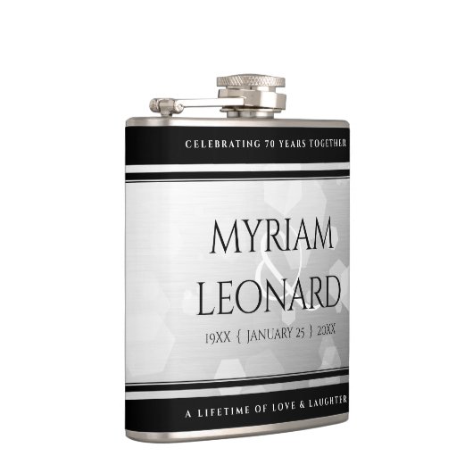 Elegant 70th Platinum Wedding Jubileum Heupfles (Rechts)