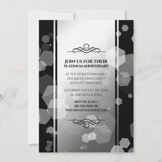 Elegant 70th Platinum Wedding Jubileum Kaart (Achterkant)