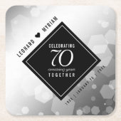Elegant 70th Platinum Wedding Jubileum Kartonnen Onderzetters (Voorkant)