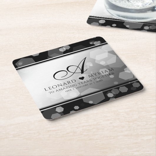 Elegant 70th Platinum Wedding Jubileum Kartonnen Onderzetters (Schuin)