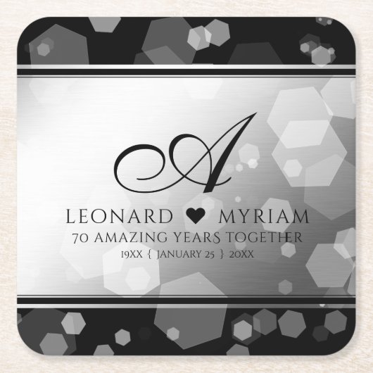 Elegant 70th Platinum Wedding Jubileum Kartonnen Onderzetters (Voorkant)