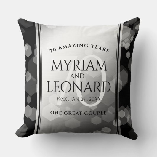 Elegant 70th Platinum Wedding Jubileum Kussen (Voorkant)