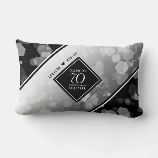 Elegant 70th Platinum Wedding Jubileum Kussen (Achterkant)