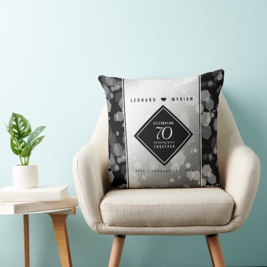 Elegant 70th Platinum Wedding Jubileum Kussen (Stoel)