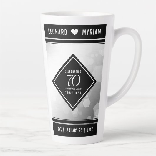 Elegant 70th Platinum Wedding Jubileum Latte Mok (Rechts)