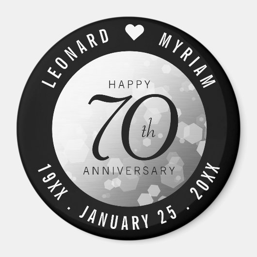 Elegant 70th Platinum Wedding Jubileum Magneet (Voorkant)